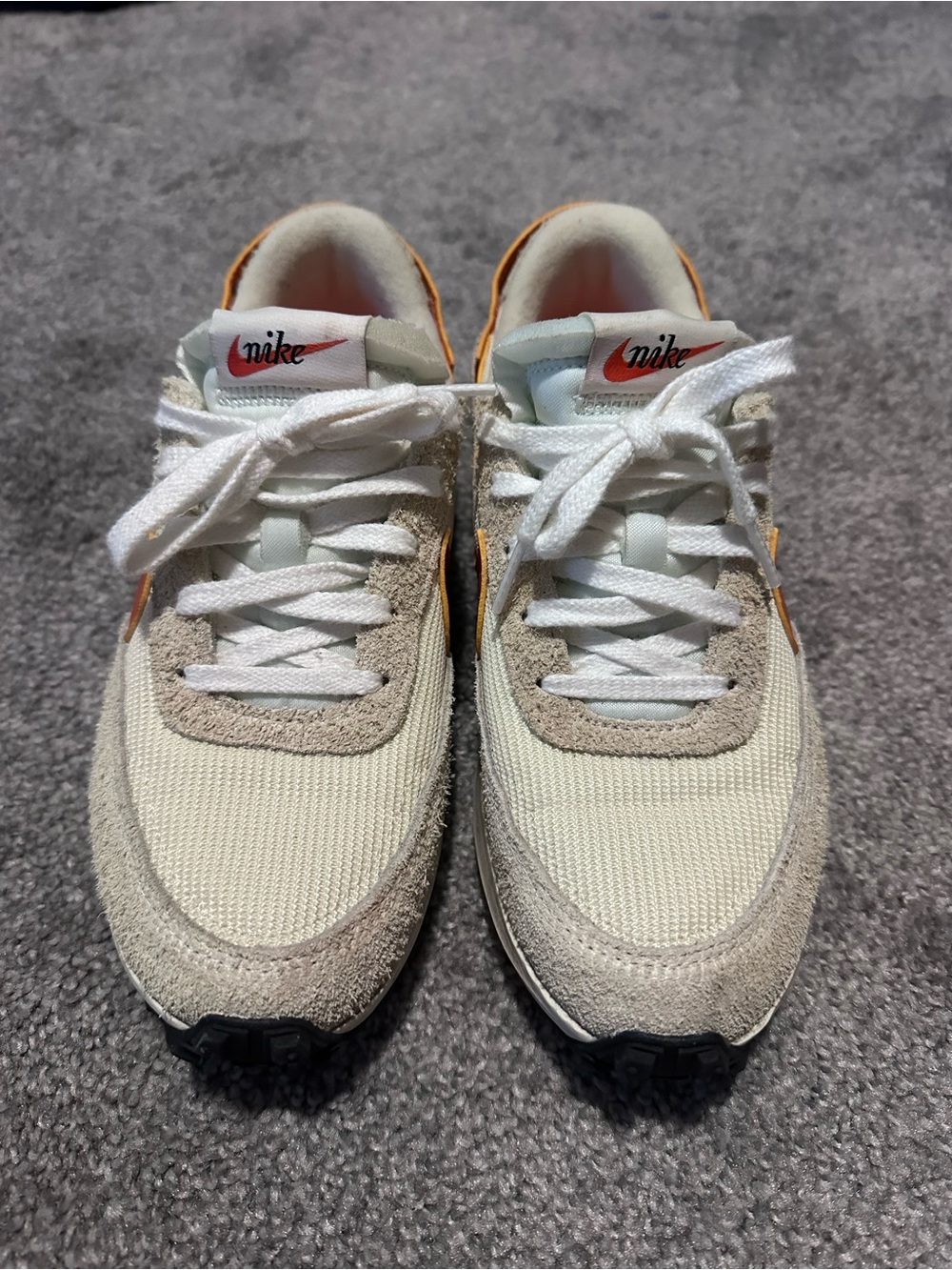 Nike Women’s Sneaker in Cream with Orange Swoosh - Picture 2 of 6